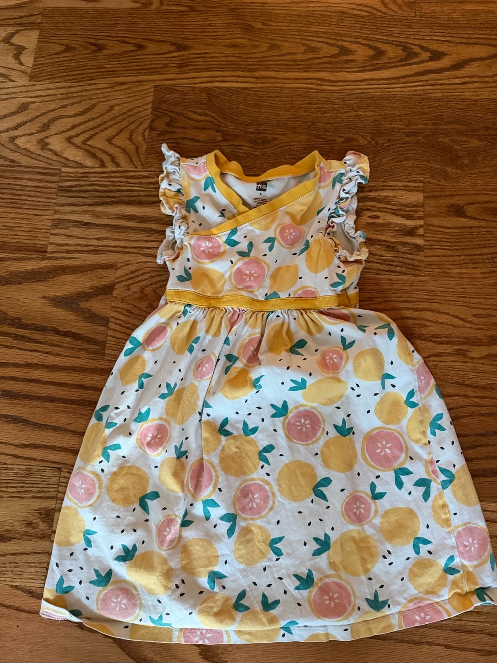 Tea Collection Yellow & Pink Citrus Print Dress